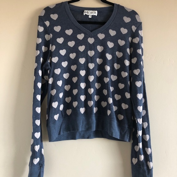 wildfox XS little hearts pullover sweater in navy - Picture 2 of 7